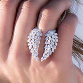 Rhinestone Angel Wings Ring